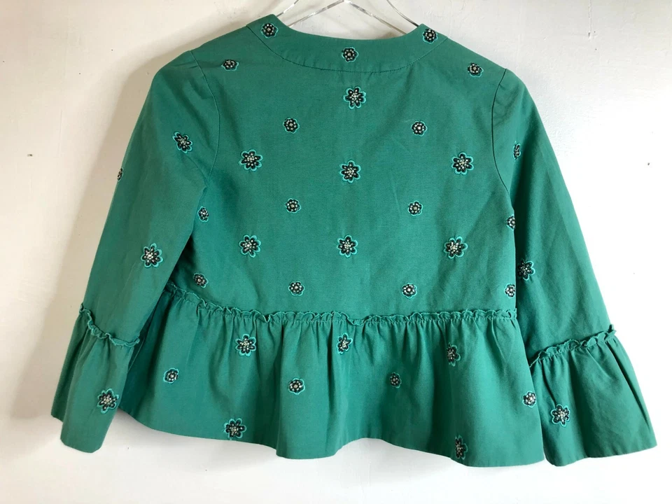 Blusa Anthropologie Lithe Bordada Con Cuentas Peplum Abotonada Top Forrada Talla 6 Foto 2 de 4