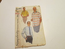Vtg Simplicity Pattern 2081 Men  s Shirts 2 Styles Medium 38-40 CUT 1957