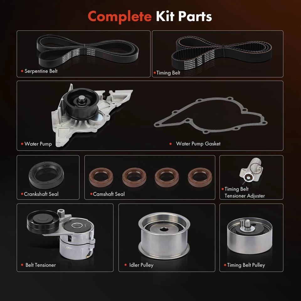 Juego de un kit de correa de distribución con bomba de agua para Audi A6 Quattro 2000-2004 S4 2000-2002 Foto 2 de 4
