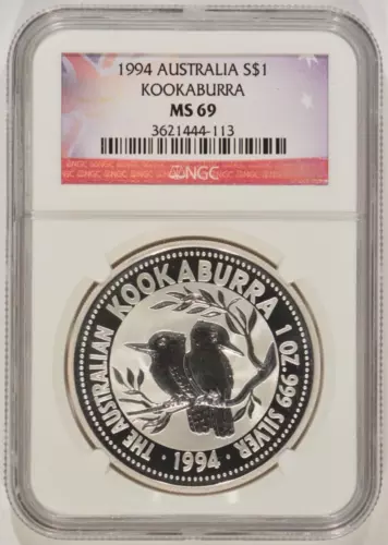 1994 Australia 1 oz Silver Kookaburra $1 NGC MS69 3621444-113