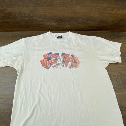 Lands' End Flag Design White Cotton T 