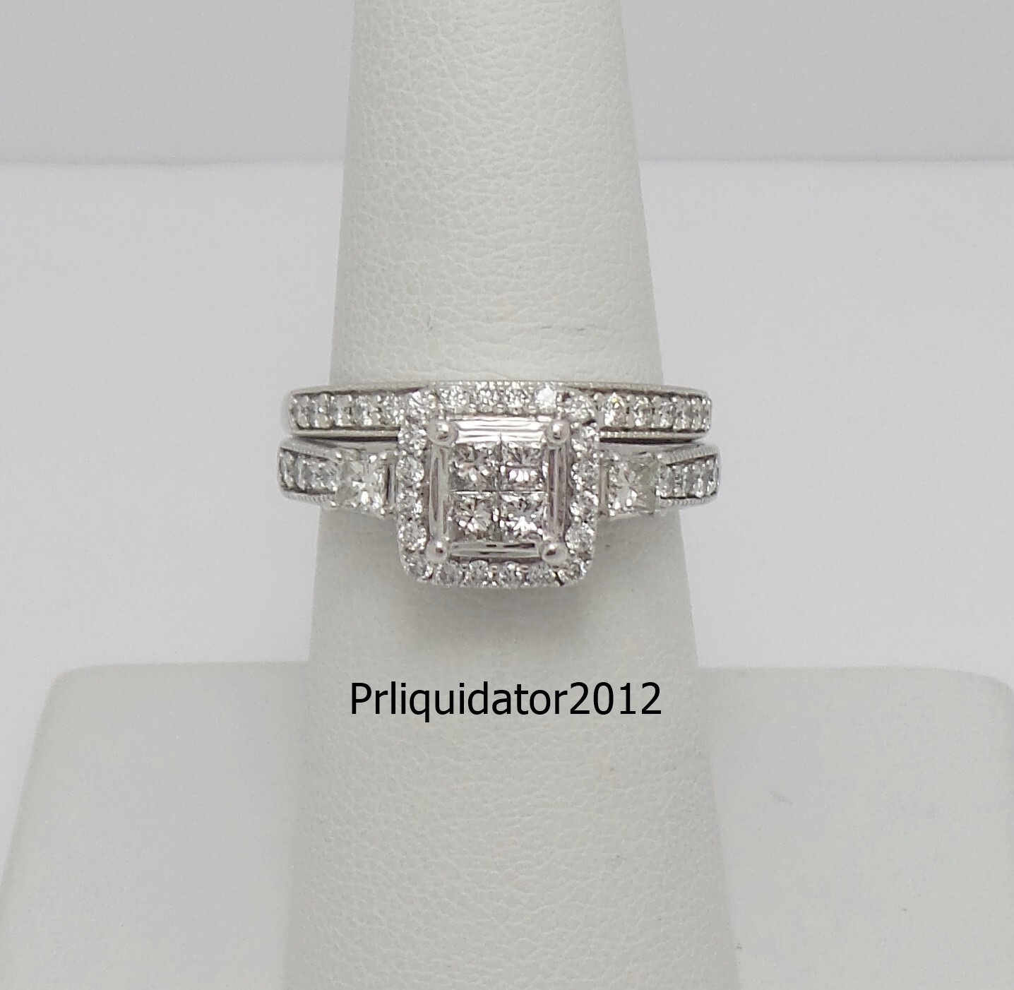 1CT Natural Diamond Halo Engagement Wedding Ring Bridal Set 10K White Gold Band