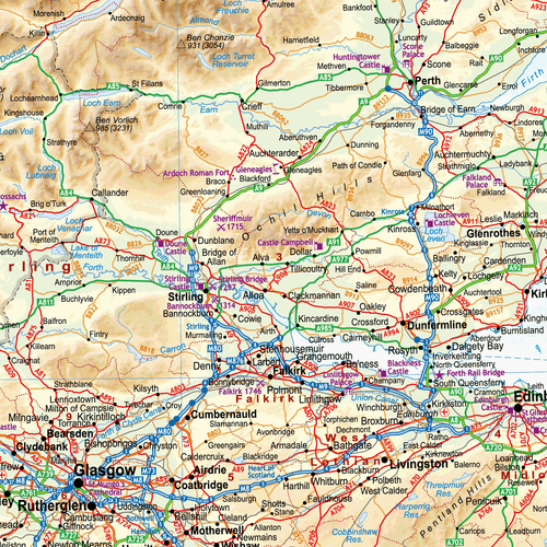 Physical Map of Scotland - Scottish Physical Wall Map, Poster of Scotland - Picture 4 of 6
