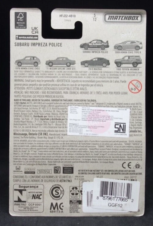 Matchbox Japan Origins serie Subaru WRX Impreza Police Foto 2 de 2