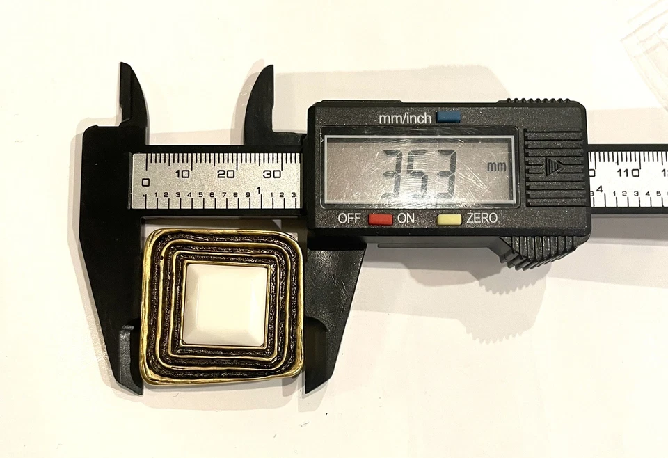 35mm Gold White Square Raised Lined Filigree Shank Buttons Vintage Boho Retro 4 - Image 4 of 4