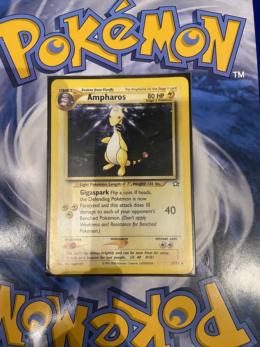 【高騰】デンリュウ Ampharos 旧裏 わるいNeo 美品 希少 Ampharos No.181 Swirl Holo Pokemon Card Rare Old Back