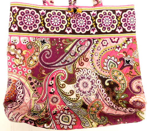Vera Bradley Very Berry Paisley Villager Tote Handbag Purse Bag Retired - Picture 2 of 6