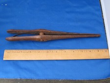 Antique TURNED WOOD GLOVE STRETCHER-Old Metal Spring-Well Used-NR