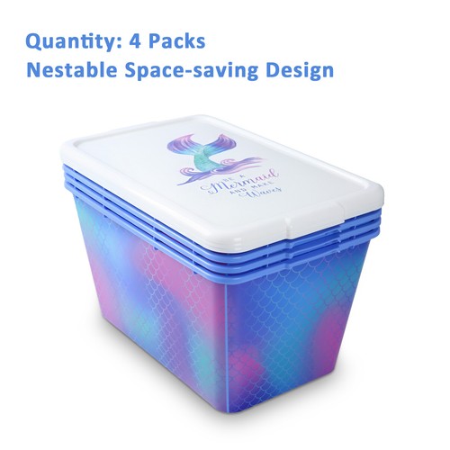 4pcs 14.5 Gallon 58 Quart Plastic Storage Bin Stackable Container Totes with Lid - Picture 14 of 31