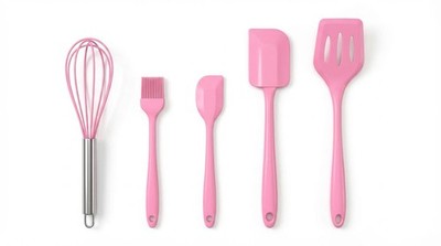 Kitchen Set of 5-Piece Silicone Utensils   600°F Heat Resistant Set-5, Pink