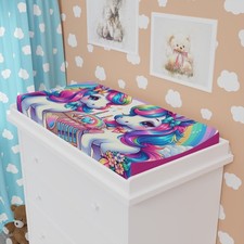Whimsical Unicorn Changing Pad Cover   Cute Nursery Decor  Gender Neutral Gift