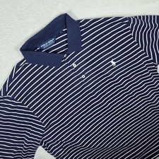 Polo Golf Ralph Lauren Polo Shirt Mens Large Navy Blue White Stripe Classic Golf