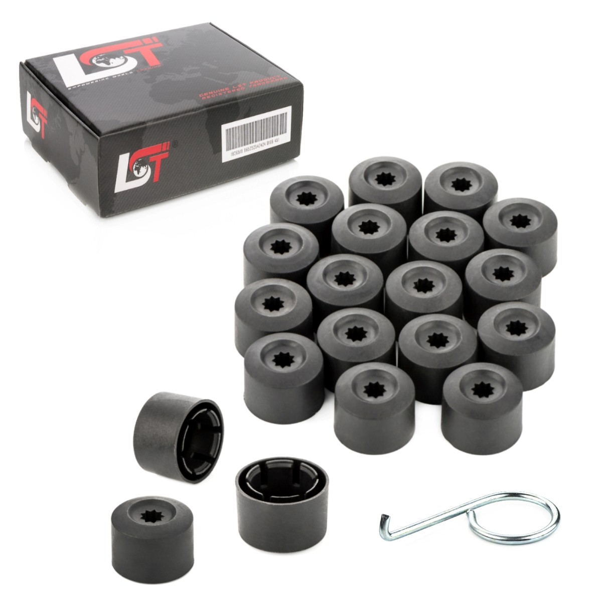 20X Wheel Lug Nuts Hex Caps Theft-Resistant 17Mm Black For LEXUS