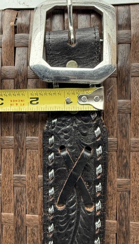 Cinturón de encaje vintage de cuero negro en relieve X talla XL sin estampar “Mike” 38 - Imagen 6 de 11