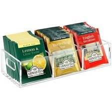 Tea Bag Organizer, Small Clear Tea Bag Holder for Drawer Kitchen Cabinets
