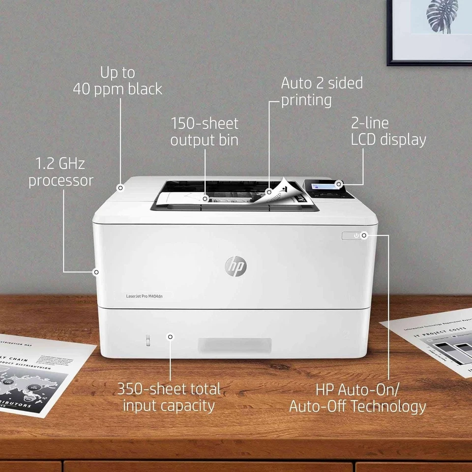 LaserJet Pro M404dn Monochrome Laser Printer | Auto Duplex | 40ppm | Ethernet - Image 2 of 4