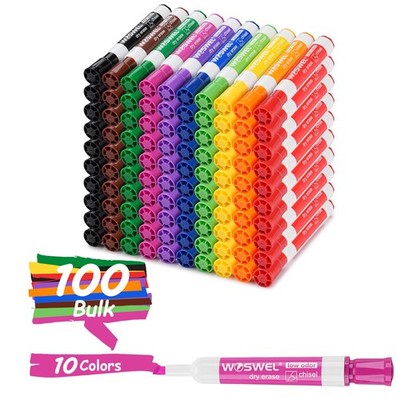 Dry Erase Markers Chisel Tip Whiteboard Low Odor Thick Bulk 100 Pack Multi