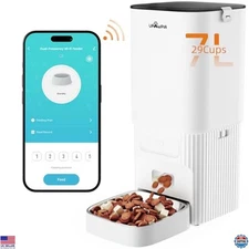 Smart Automatic Cat & Dog Feeder - 7L, WiFi Control, 15 Meals, Voice Recording
