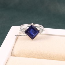 Blue Sapphire Ring, Anniversary Gift Ring, Birthday Ring, Lab Created Sapphire