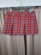 Vintage Y2K Abercrombie  Fitch Red Tartan Pleated Mini Skirt Size 6