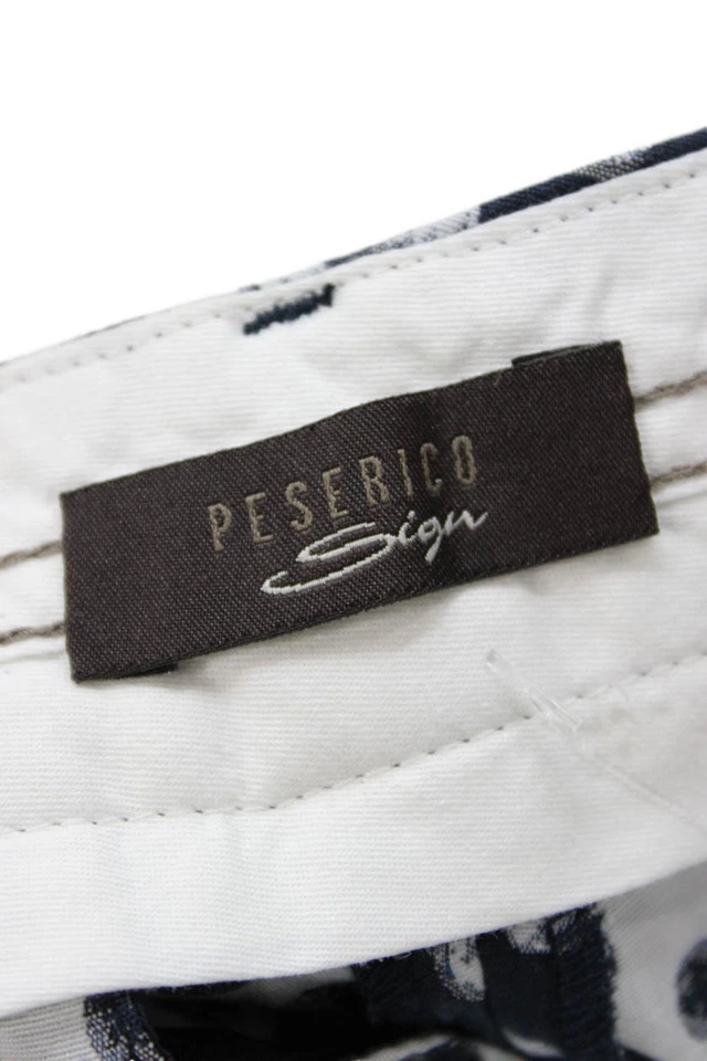 Peserico Womens Ankle Dress Pants Dark Blue Polka Dot Button Size 42 - Image 4 of 4