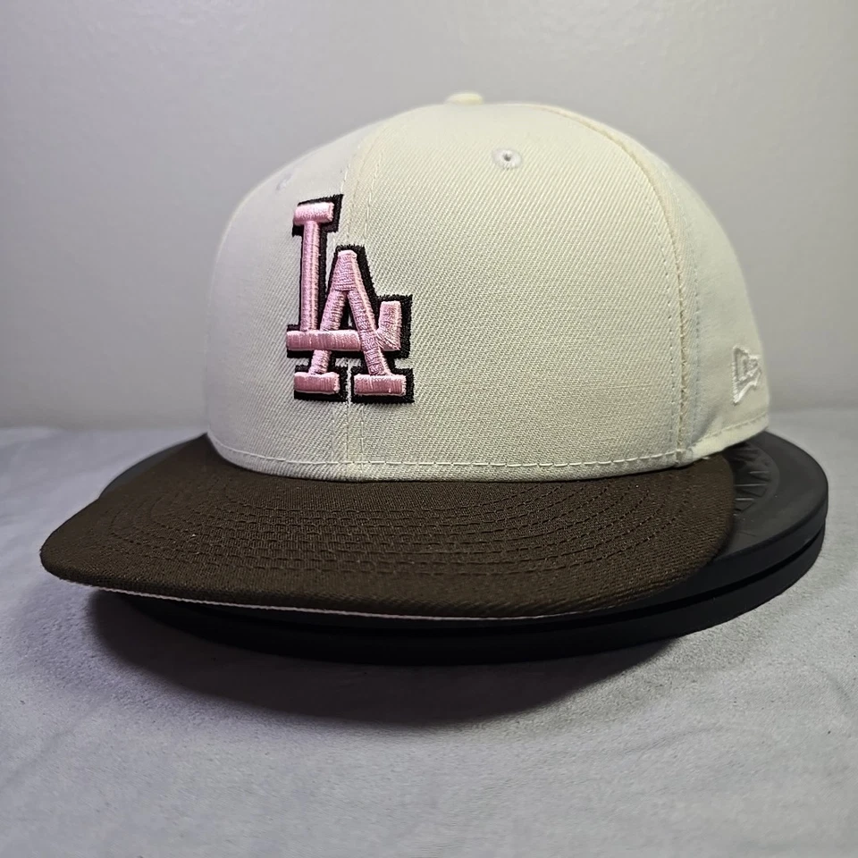 Los Angeles Dodgers Palm Patch 59FIFTY Fitted Hat – Pink UV - 7 3/4 – Cream - Image 4 of 4