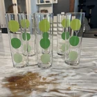 Vintage 1960’s MCM Anchor Hocking Rainbow Polka Dot Glass Tumbler Set Of 6