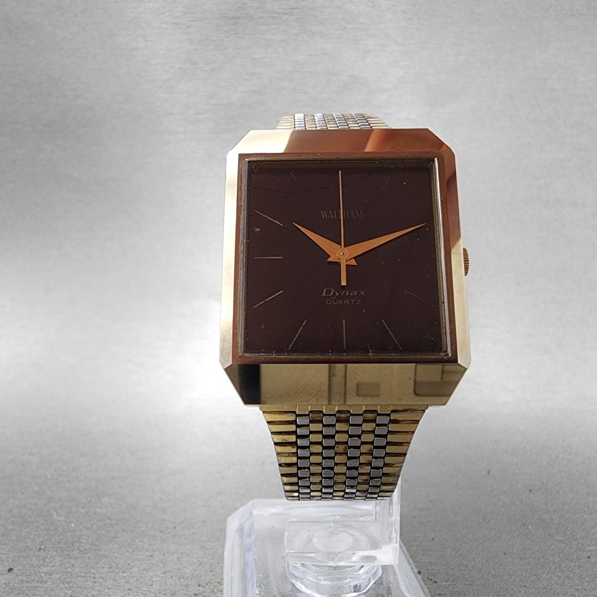 Waltham Dynax Tank Watch Men 28mm Black Dial Tungsten Rectangle