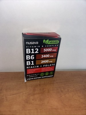 NUSAVA - VITAMIN B12 LIQUID DROPS - B12-5000mcg - B6 - B1 - NIACIN+FOLATE - NEW