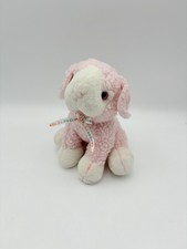 TB Trading Pink Lamb Plush Baby Sheep ABCs Bow Ribbon Rattle Lovey VTG