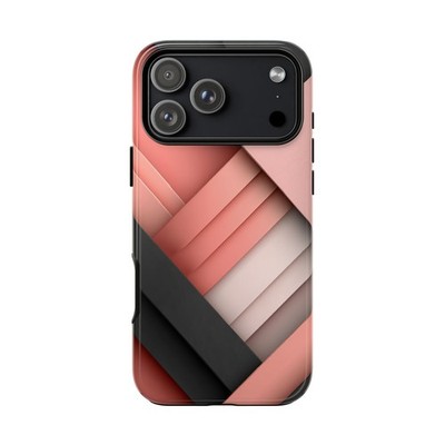 Phone Ink - iPhone/Galaxy/Pixel - Tough Case - Pink Black Vector Striped Lines