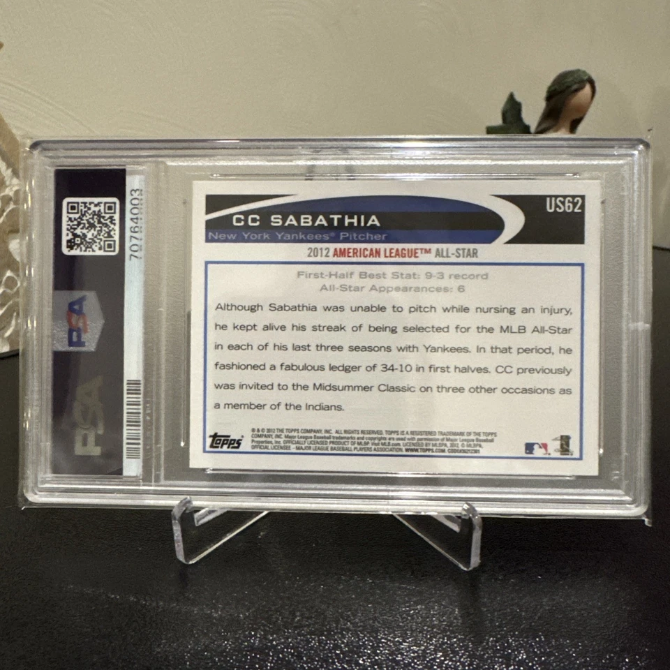 CC Sabathia 2012 Topps обновление ASG вариант изображения SP #US62 с Kemp YANKEES PSA 9 - Изображение 4 из 4