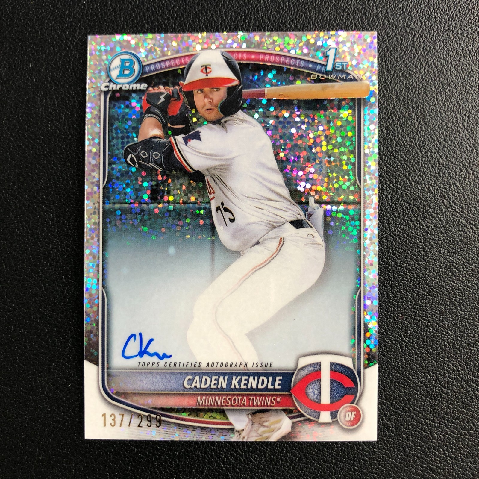 2025 Bowman Chrome Prospect On Card Auto Caden Kendle 1st Speckle Refractor /299