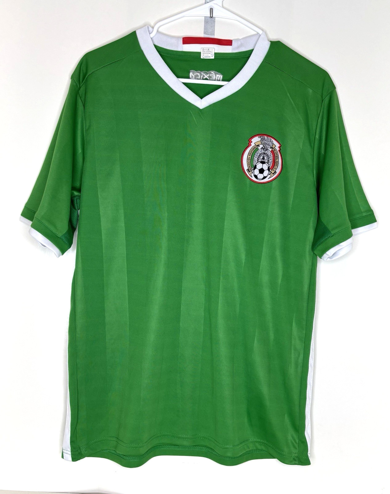 Mexico Football Soccer Shirt Jersey Adult Small S Green White Appliqued Patch