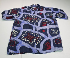 Pierre Cardin Shirt Mens M 100% Silk Blue Red...
