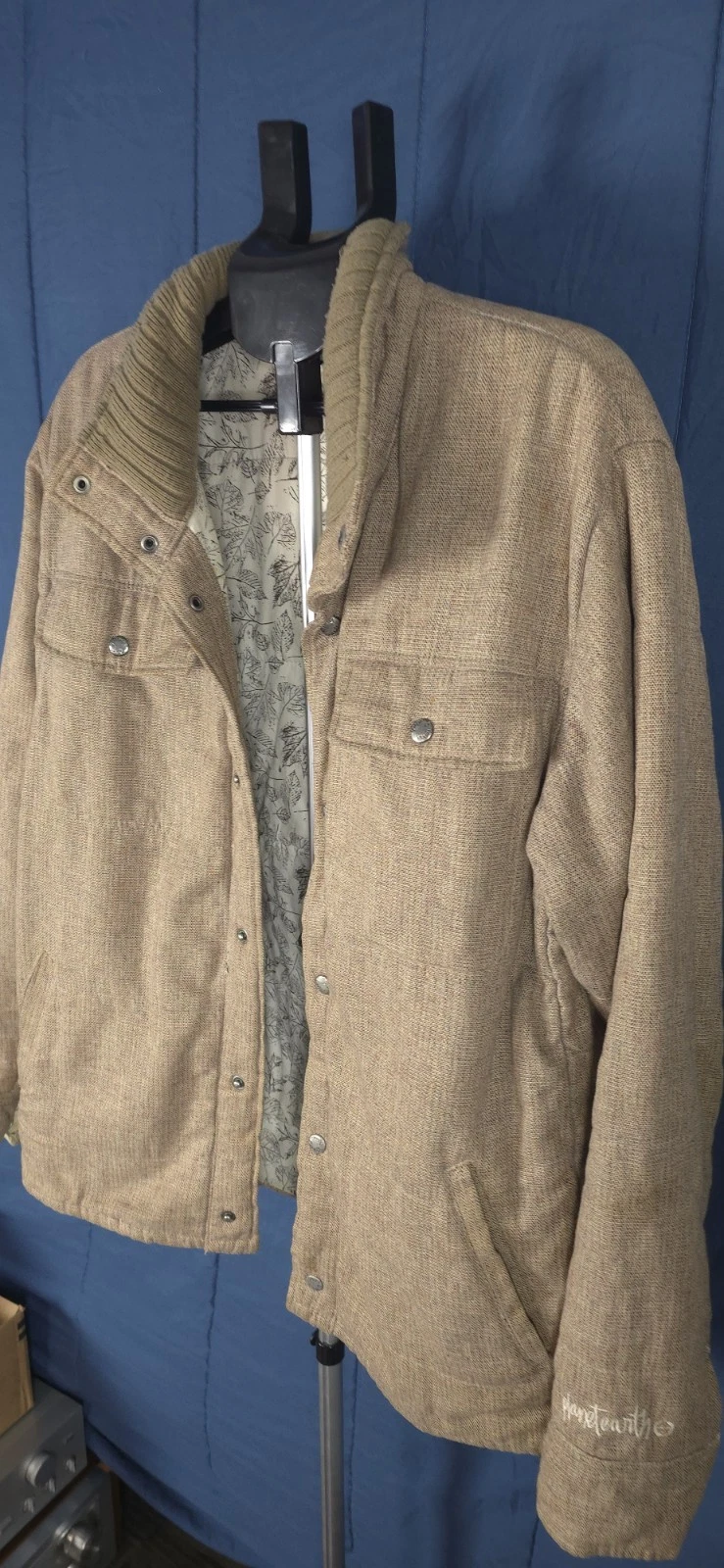 Vintage Planet Earth Hemp Blend Jacket Mens Medium Tan Utility Skate Gorpcore image 1