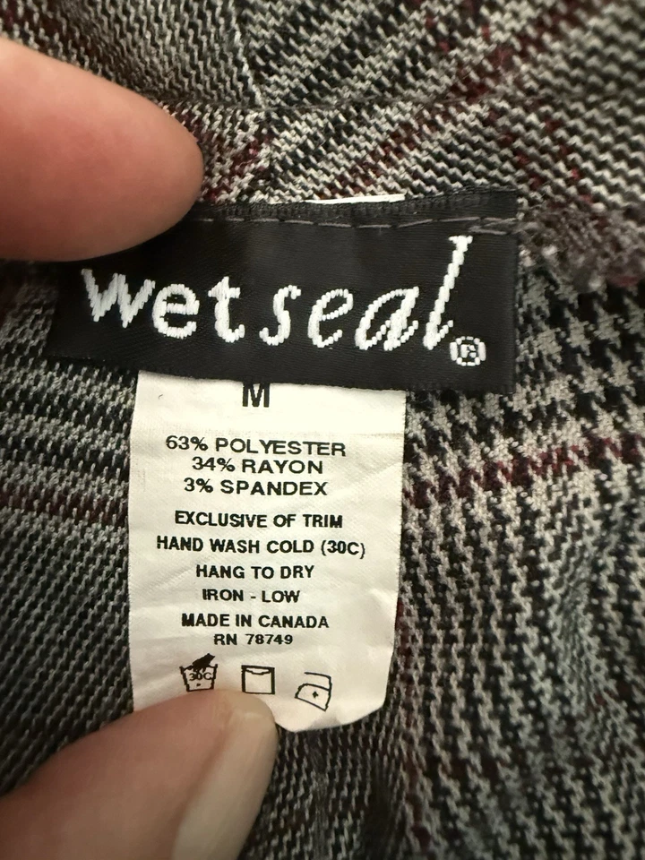 Wet Seal Y2K Dark Brown Plaid Flare Pants Sz M Low Rise Bootcut Trousers - Image 4 of 4