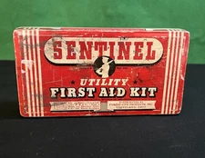 1950’s Vintage Sentinel First Aid Kit Tin-Made In The USA- Pre Owned