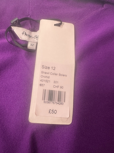 New! Phase Eight UK12 purple shawl collar 3/4 sleeve bolero cardigan - Picture 7 of 8