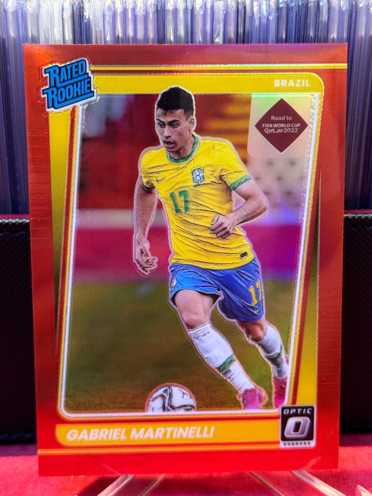 2021 Donruss Road to Qatar RC Optic Red Prizm 090/149 Gabriel Martinelli Brazil