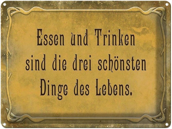 Blechschild 30X40 Cm Essen Trinken 3 SchöNste Dinge Spruch Zitat Deko Geschenk M-image