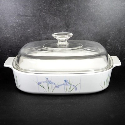 VTG Purple Iris Shadow Pattern Corning Ware A-10-B 2 1/2 L Casserole Dish w/Lid