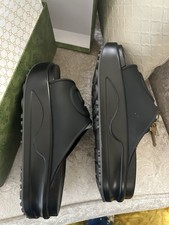 Gucci Black Rubber Logo Slide Sandals Comfort Casual Summer Solid Men's 7-12 w