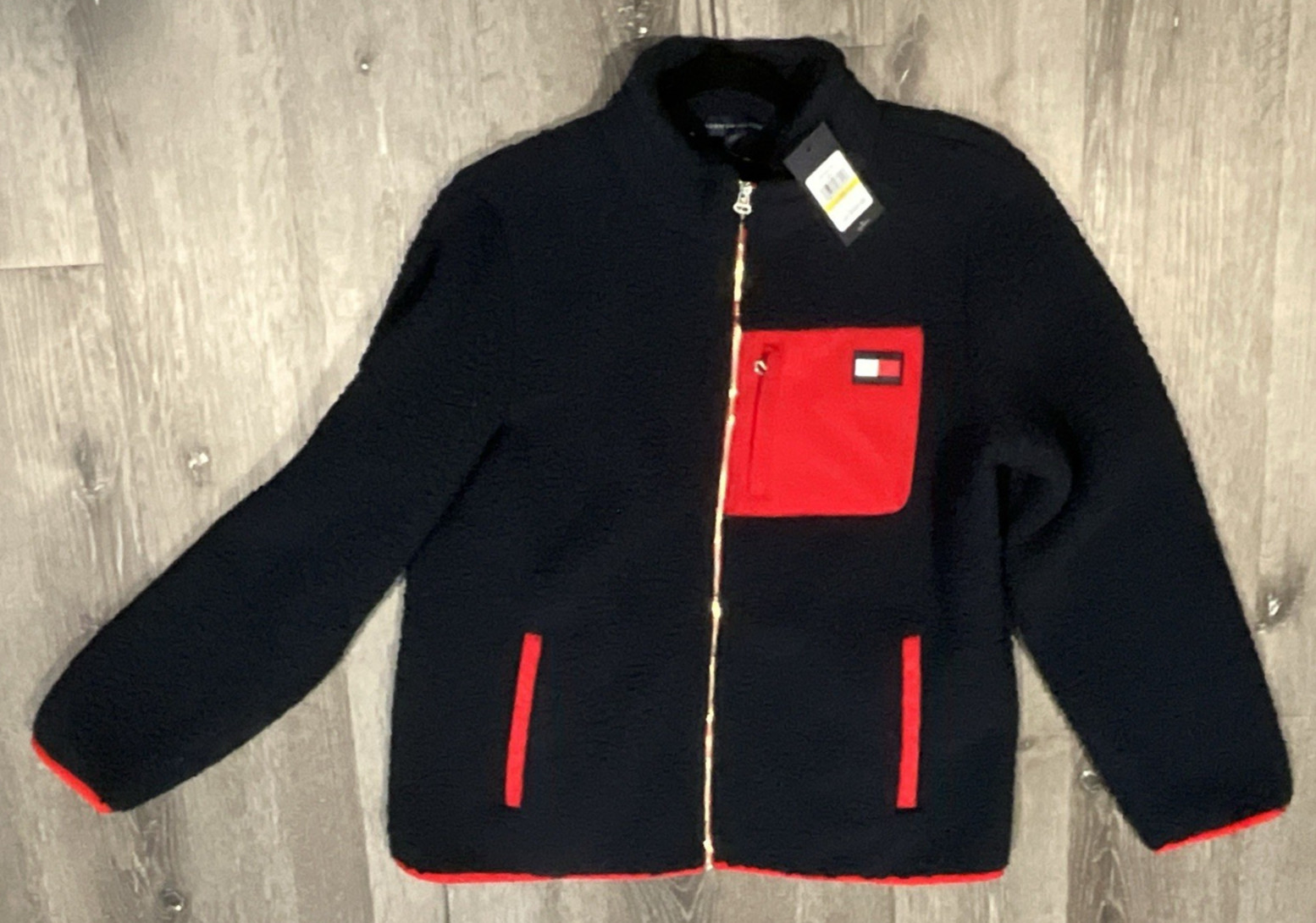 Tommy Hilfiger Women’s Navy Fleece Zip Front Jacket Pockets Size M NWT thumbnail 2