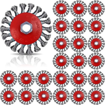 24 Pcs Wire Wheel Brush Wire Wheels with 5/8''-11 Threaded Arbor for 4 1/2 Angle 