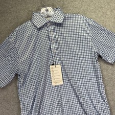 Collars  Co Dress Collar Polo Shirt Mens Small Blue Check Performance Stretch