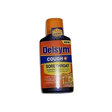 Delsym Cough + Sore Throat Pain & Fever Liquid Honey Flavor 6 fl oz EXMAY27