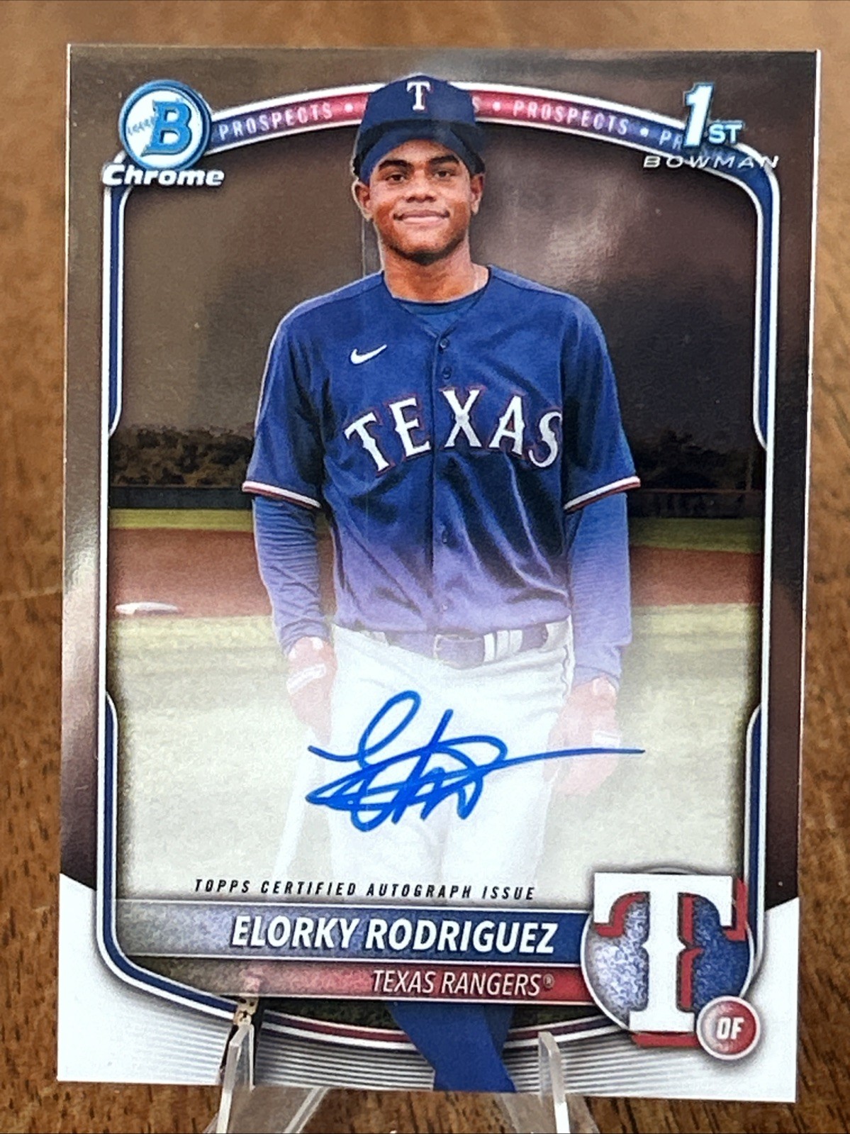 2025 Bowman Chrome Elorky Rodriguez Auto 1st Bowman Texas Rangers