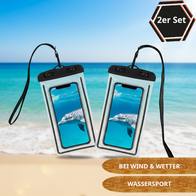  2er Set Wasserdichte Handyhülle Outdoor Strand Schutz iPhone Samsung Tasche 