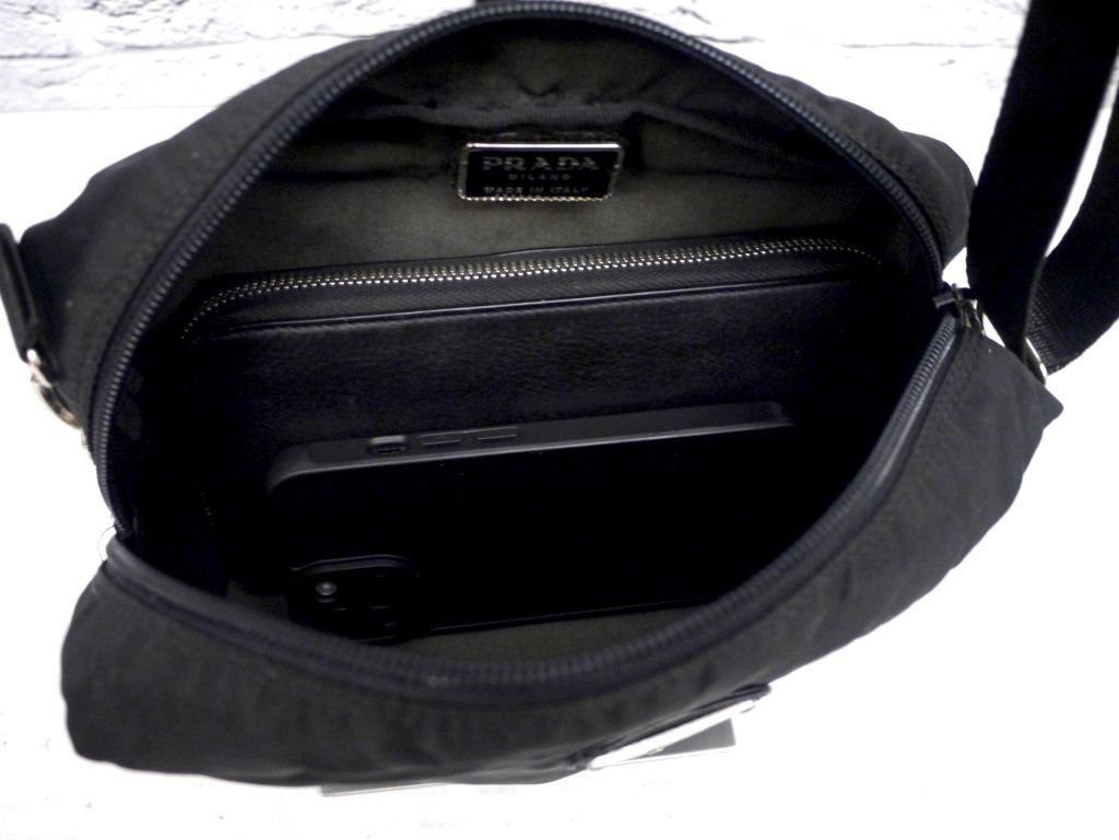 PRADA Tessuto Nylon Saffiano Leather Crossbody Camera Bag Black 7.9 x 4.7 x 3.1" thumbnail 8